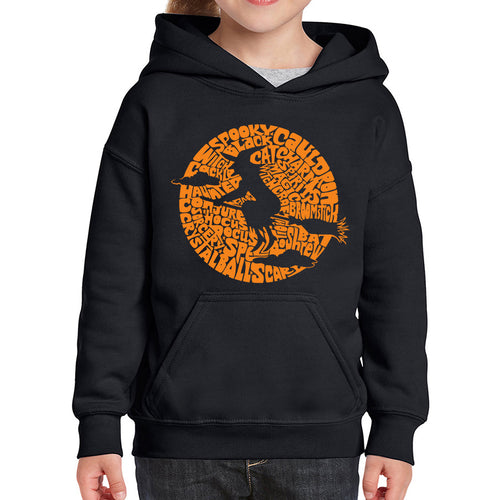 Spooky Witch  - Girl's Word Art Hooded Sweatshirt