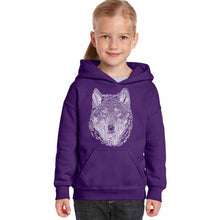 Load image into Gallery viewer, Wolf - Girl&#39;s Word Art Hooded Sweatshirt