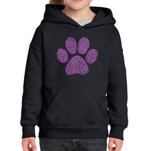 Load image into Gallery viewer, XOXO Dog Paw  - Girl&#39;s Word Art Hooded Sweatshirt