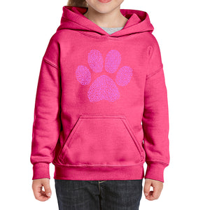 XOXO Dog Paw  - Girl's Word Art Hooded Sweatshirt