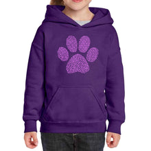 Load image into Gallery viewer, XOXO Dog Paw  - Girl&#39;s Word Art Hooded Sweatshirt