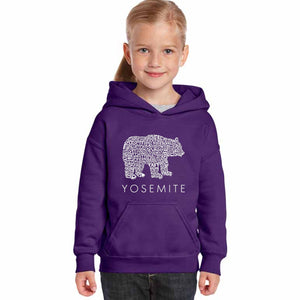Yosemite Bear - Girl's Word Art Hooded Sweatshirt