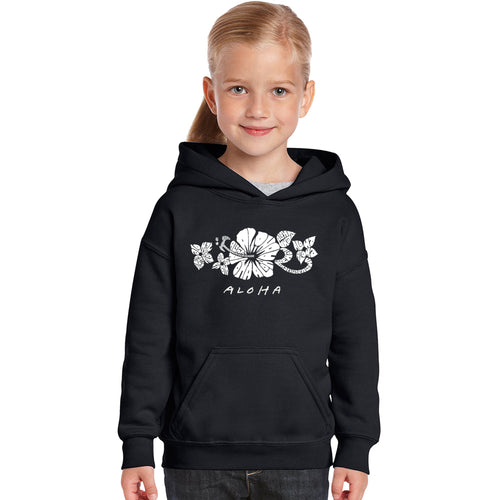 ALOHA - Girl's Word Art Hooded Sweatshirt