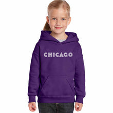 Load image into Gallery viewer, CHICAGO NEIGHBORHOODS - Girl&#39;s Word Art Hooded Sweatshirt