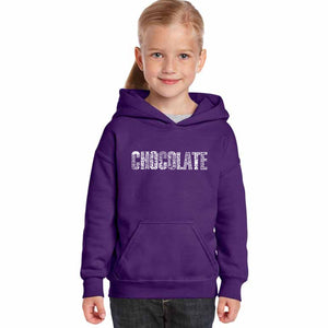 Different foods made with chocolate - Girl's Word Art Hooded Sweatshirt