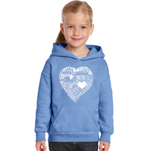Load image into Gallery viewer, LOVE IN 44 DIFFERENT LANGUAGES - Girl&#39;s Word Art Hooded Sweatshirt