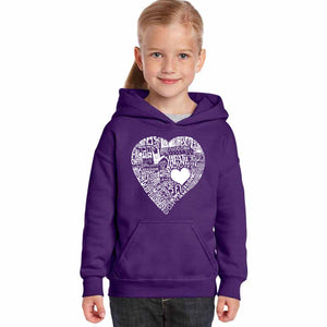 LOVE IN 44 DIFFERENT LANGUAGES - Girl's Word Art Hooded Sweatshirt