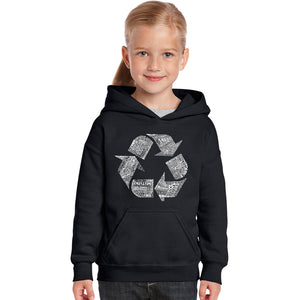 86 RECYCLABLE PRODUCTS - Girl's Word Art Hooded Sweatshirt