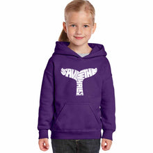 Load image into Gallery viewer, SAVE THE WHALES - Girl&#39;s Word Art Hooded Sweatshirt