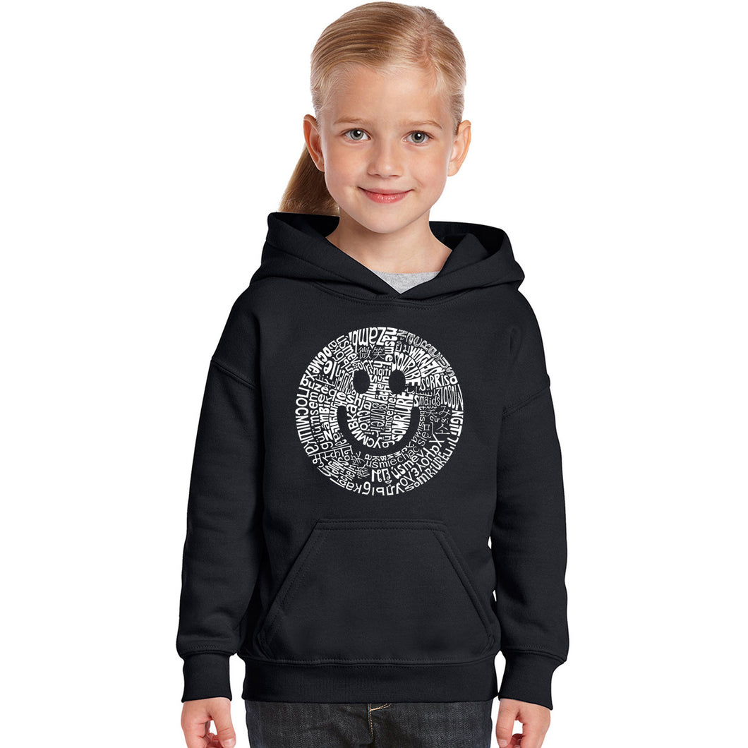 SMILE IN DIFFERENT LANGUAGES - Girl's Word Art Hooded Sweatshirt