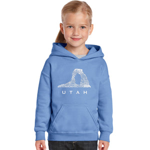 Utah - Girl's Word Art Hooded Sweatshirt