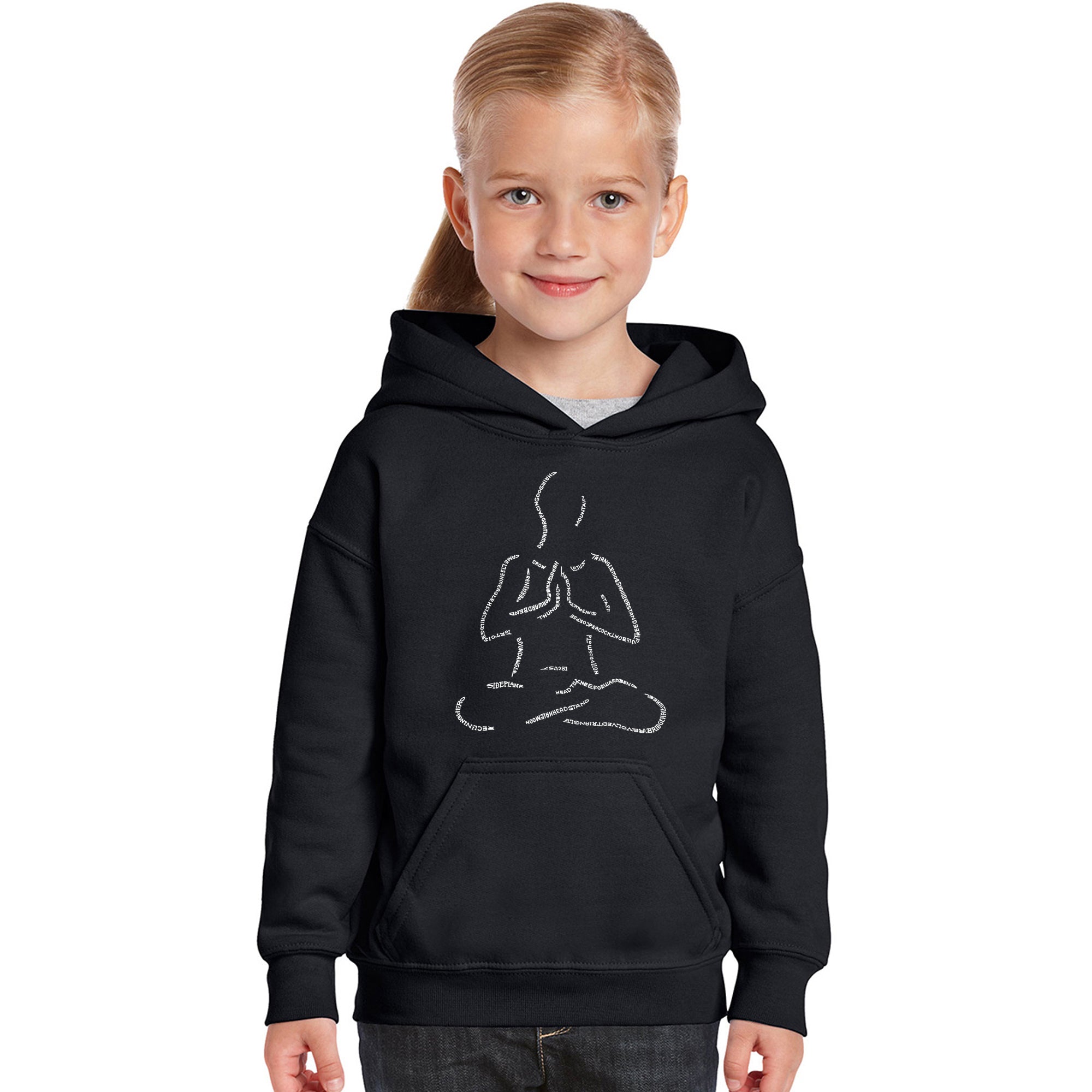 POPULAR YOGA POSES - Girl's Word Art Hooded Sweatshirt – LA Pop Art