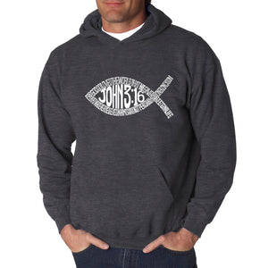 John 3:16 Fish Symbol - Men's Word Art Hooded Sweatshirt