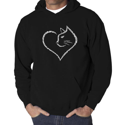 Cat Heart - Men's Word Art Hooded Sweatshirt