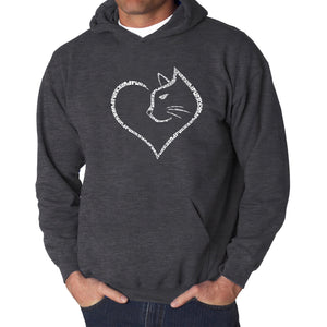 Cat Heart - Men's Word Art Hooded Sweatshirt