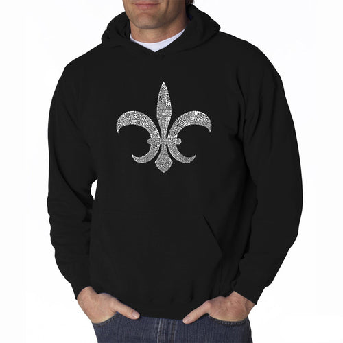 FLEUR DE LIS POPULAR LOUISIANA CITIES - Men's Word Art Hooded Sweatshirt