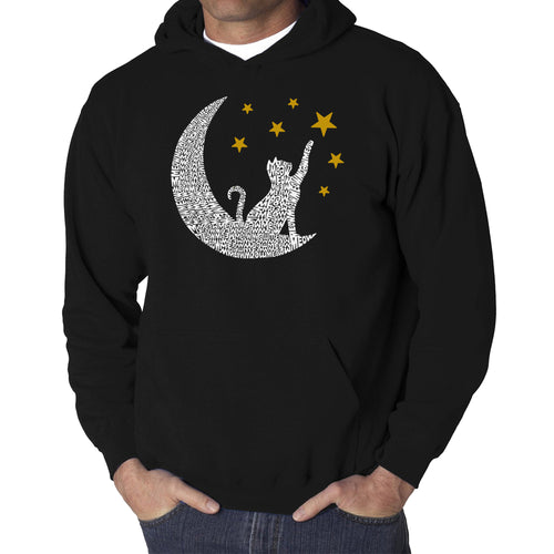 Cat Moon - Men's Word Art Hooded Sweatshirt