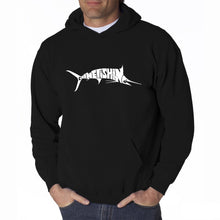 Load image into Gallery viewer, Marlin Gone Fishing - Men&#39;s Word Art Hooded Sweatshirt