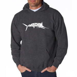 Marlin Gone Fishing - Men's Word Art Hooded Sweatshirt