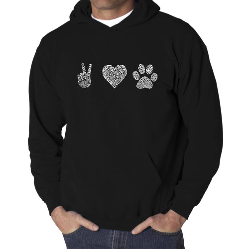 Peace Love Dogs  - Men's Word Art Hooded Sweatshirt
