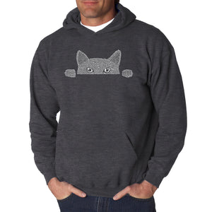 Peeking Cat - Men's Word Art Hooded Sweatshirt