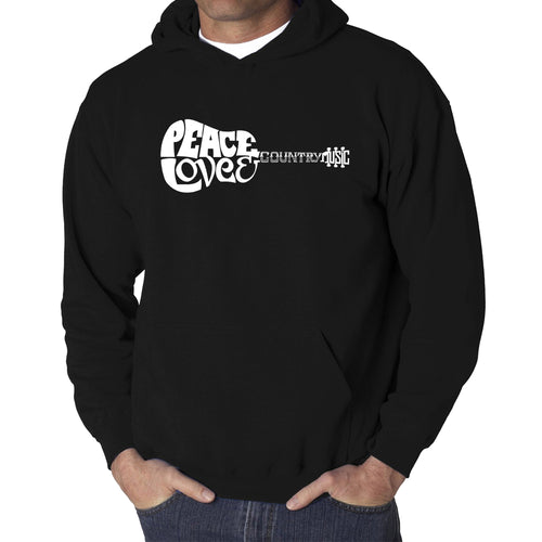 Peace Love Country  - Men's Word Art Hooded Sweatshirt