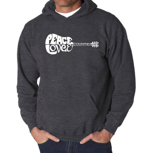 Peace Love Country  - Men's Word Art Hooded Sweatshirt