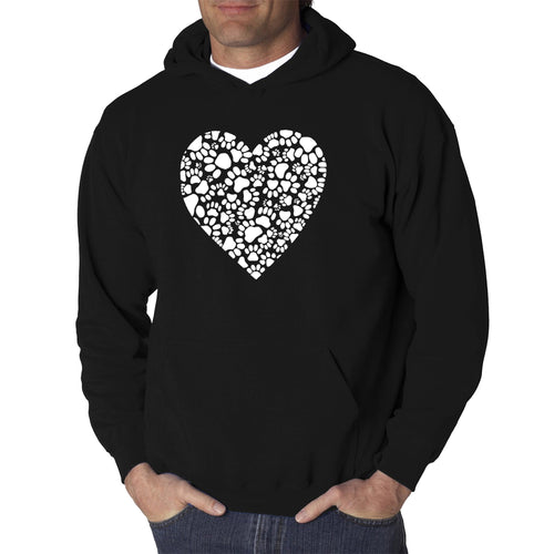 Paw Prints Heart  - Men's Word Art Hooded Sweatshirt
