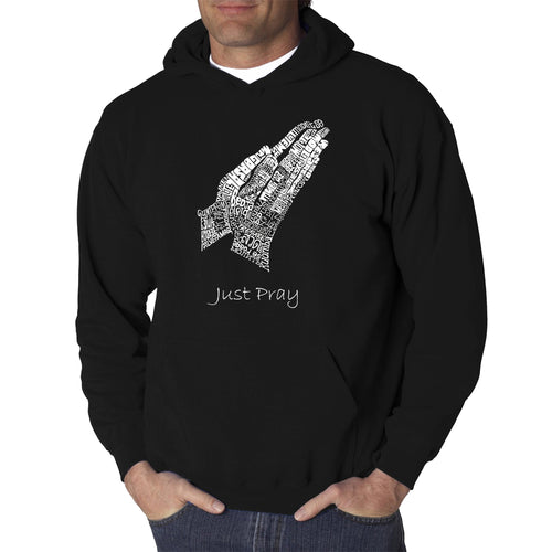 Prayer Hands - Men's Word Art Hooded Sweatshirt