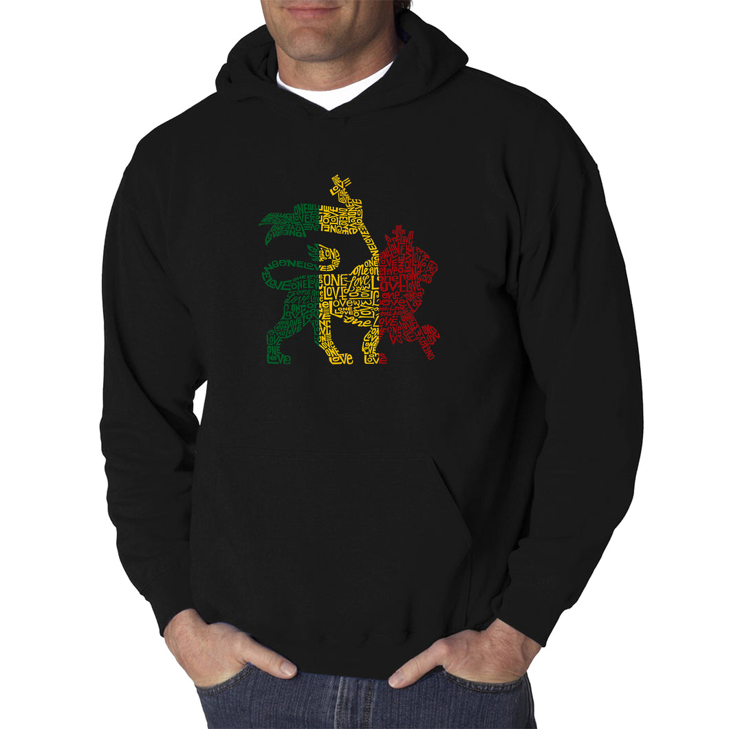 One Love Rasta Lion - Men's Word Art Hooded Sweatshirt