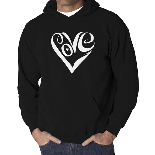 Script Love Heart  - Men's Word Art Hooded Sweatshirt