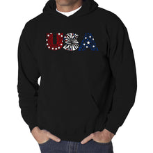 Load image into Gallery viewer, USA Fireworks - Men&#39;s Word Art Hooded Sweatshirt