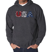 Load image into Gallery viewer, USA Fireworks - Men&#39;s Word Art Hooded Sweatshirt