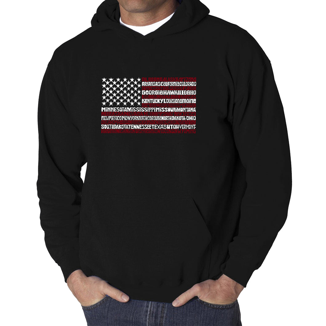 50 States USA Flag  - Men's Word Art Hooded Sweatshirt