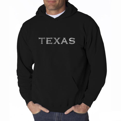 THE GREAT CITIES OF TEXAS - Men's Word Art Hooded Sweatshirt