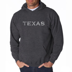 THE GREAT CITIES OF TEXAS - Men's Word Art Hooded Sweatshirt
