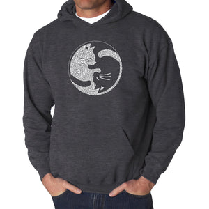 Yin Yang Cat  - Men's Word Art Hooded Sweatshirt