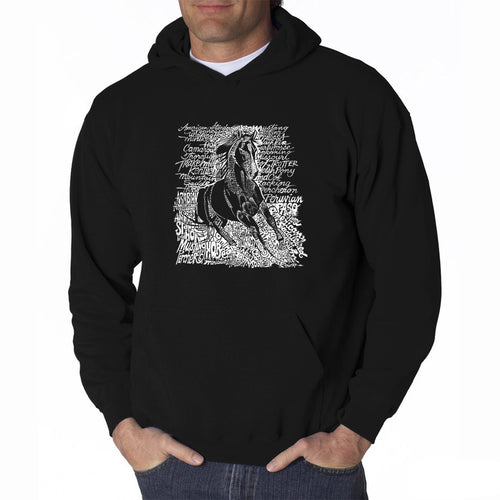 POPULAR HORSE BREEDS - Men's Word Art Hooded Sweatshirt
