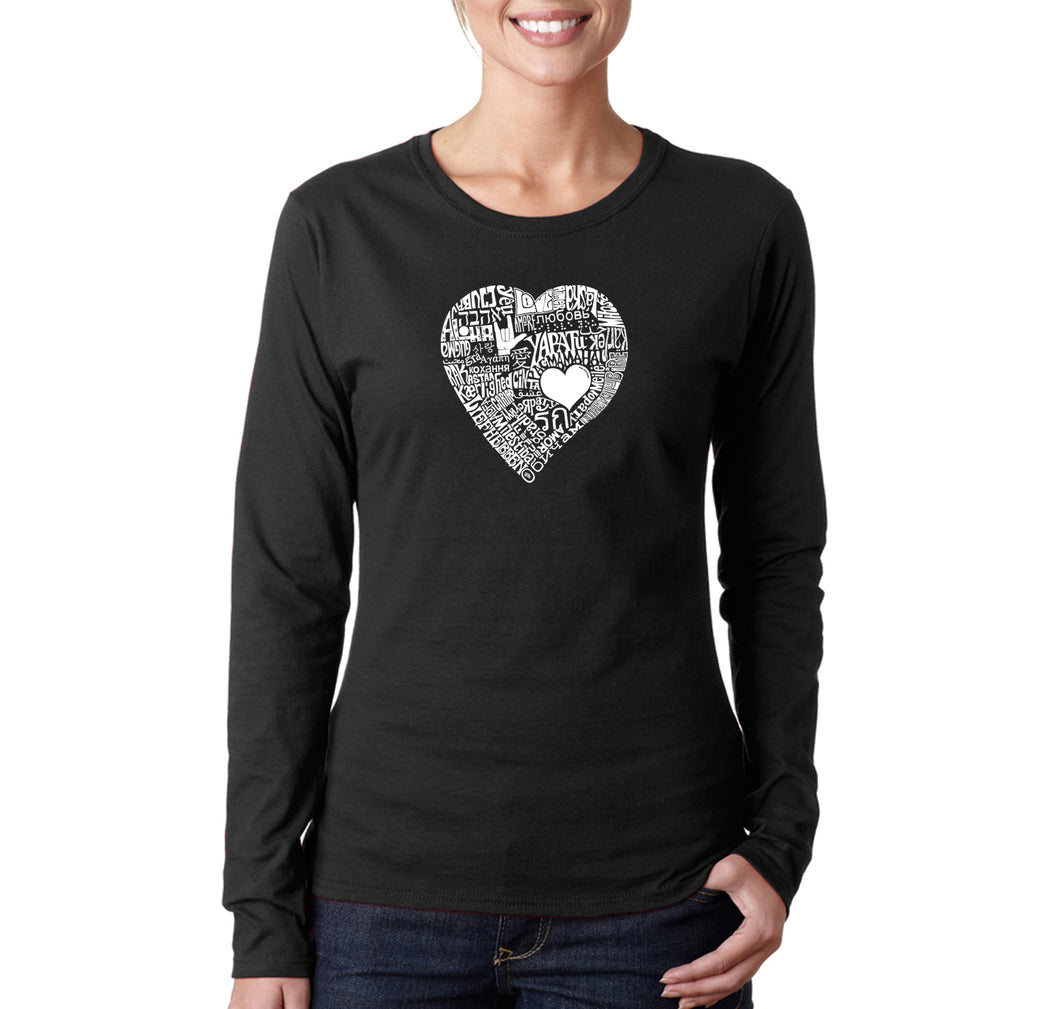 LOVE IN 44 DIFFERENT LANGUAGES - Women's Word Art Long Sleeve T-Shirt