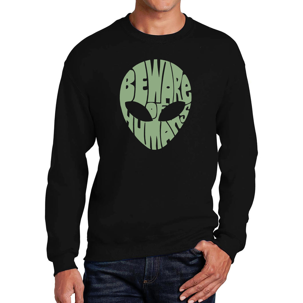 Beware of Humans - Men's Word Art Crewneck Sweatshirt
