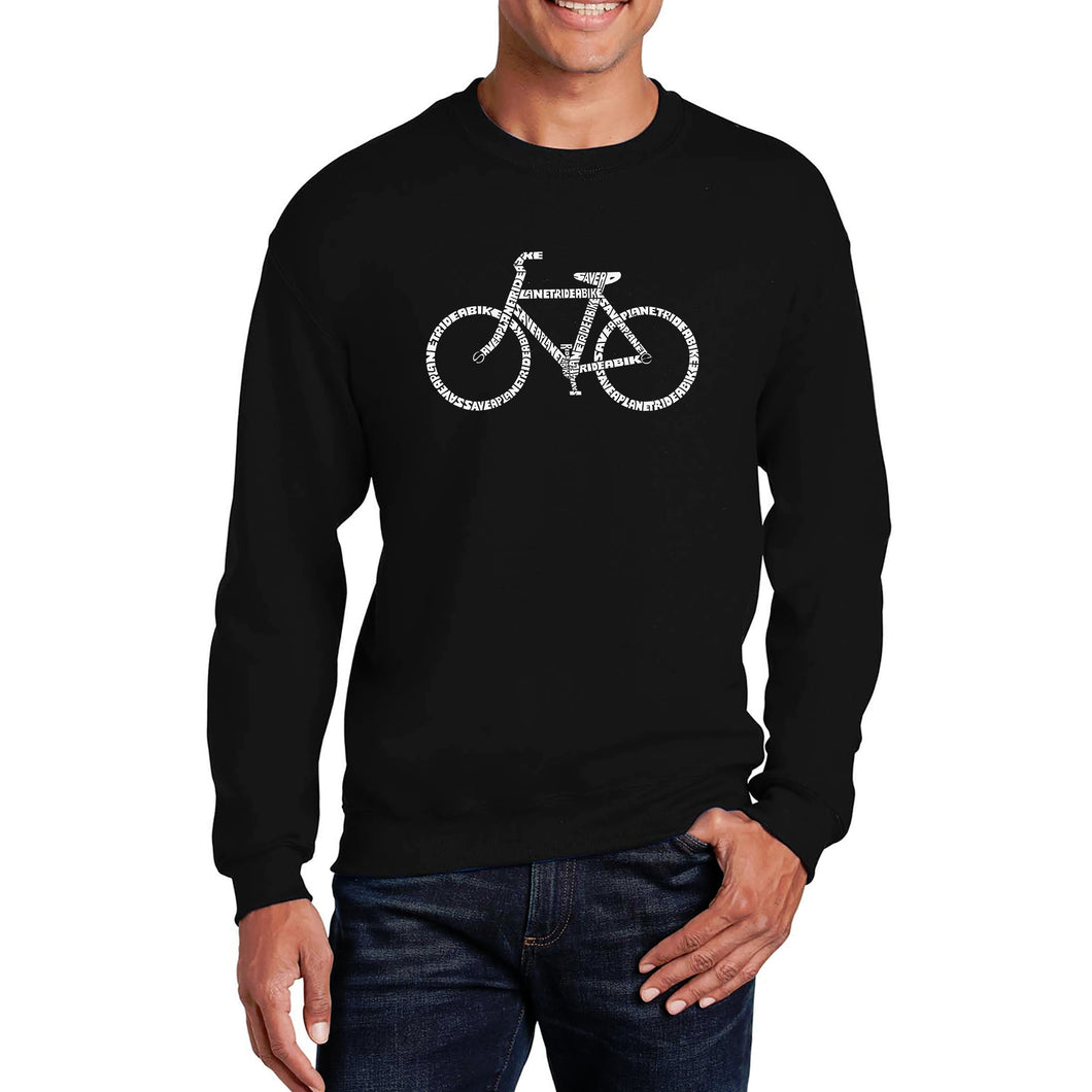 SAVE A PLANET, RIDE A BIKE - Men's Word Art Crewneck Sweatshirt