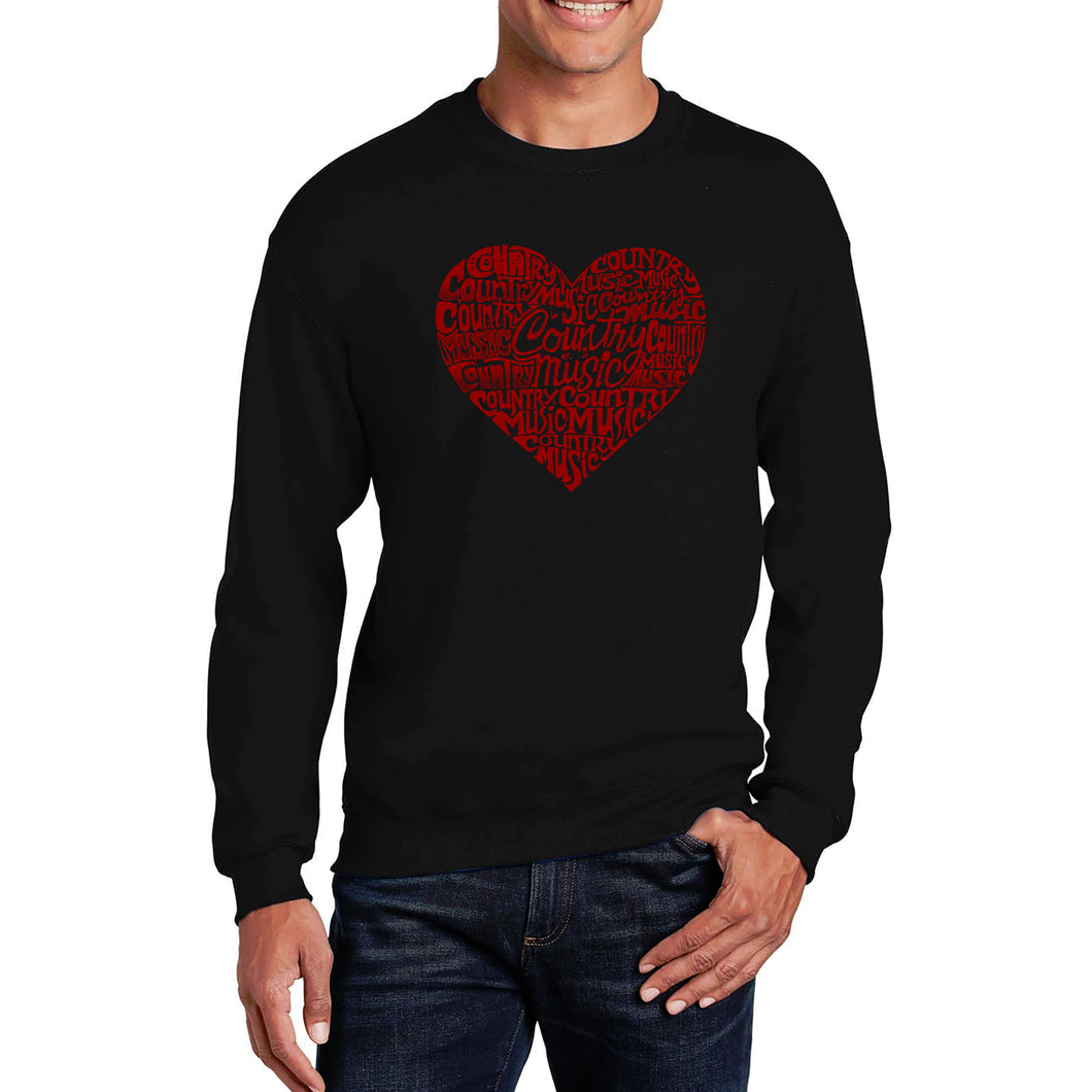 Country Music Heart - Men's Word Art Crewneck Sweatshirt