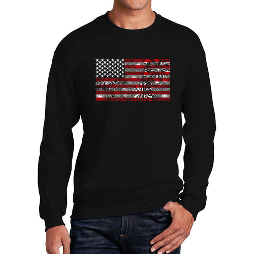 Men's Word Art Crewneck Sweatshirt - Fireworks American Flag