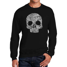 Load image into Gallery viewer, Flower Skull  - Men&#39;s Word Art Crewneck Sweatshirt