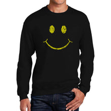 Load image into Gallery viewer, Be Happy Smiley Face  - Men&#39;s Word Art Crewneck Sweatshirt