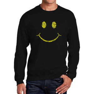 Be Happy Smiley Face  - Men's Word Art Crewneck Sweatshirt