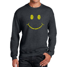 Load image into Gallery viewer, Be Happy Smiley Face  - Men&#39;s Word Art Crewneck Sweatshirt