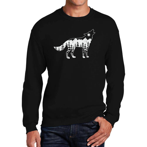 Howling Wolf  - Men's Word Art Crewneck Sweatshirt