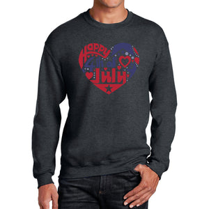 Men's Word Art Crewneck Sweatshirt - July 4th Heart