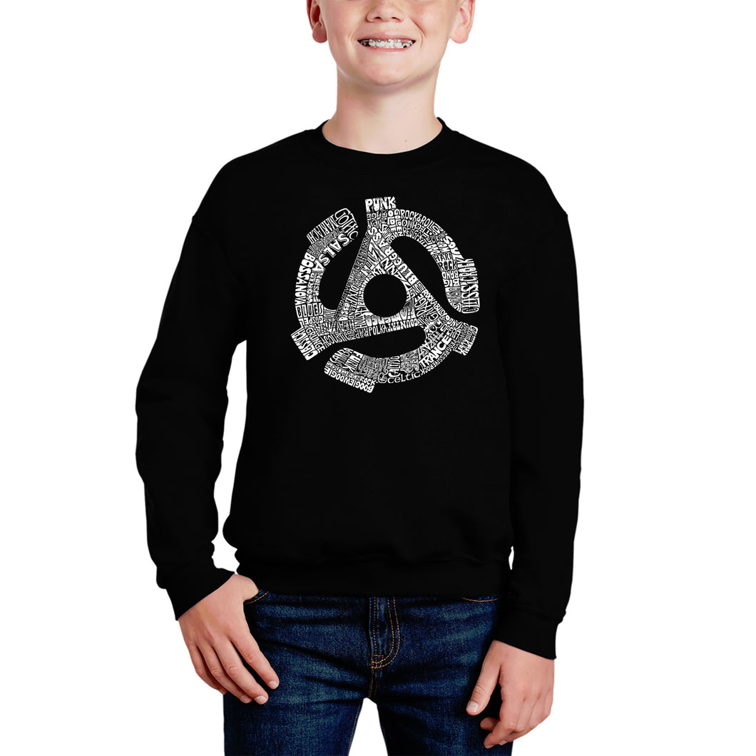 Record Adapter - Boy's Word Art Crewneck Sweatshirt